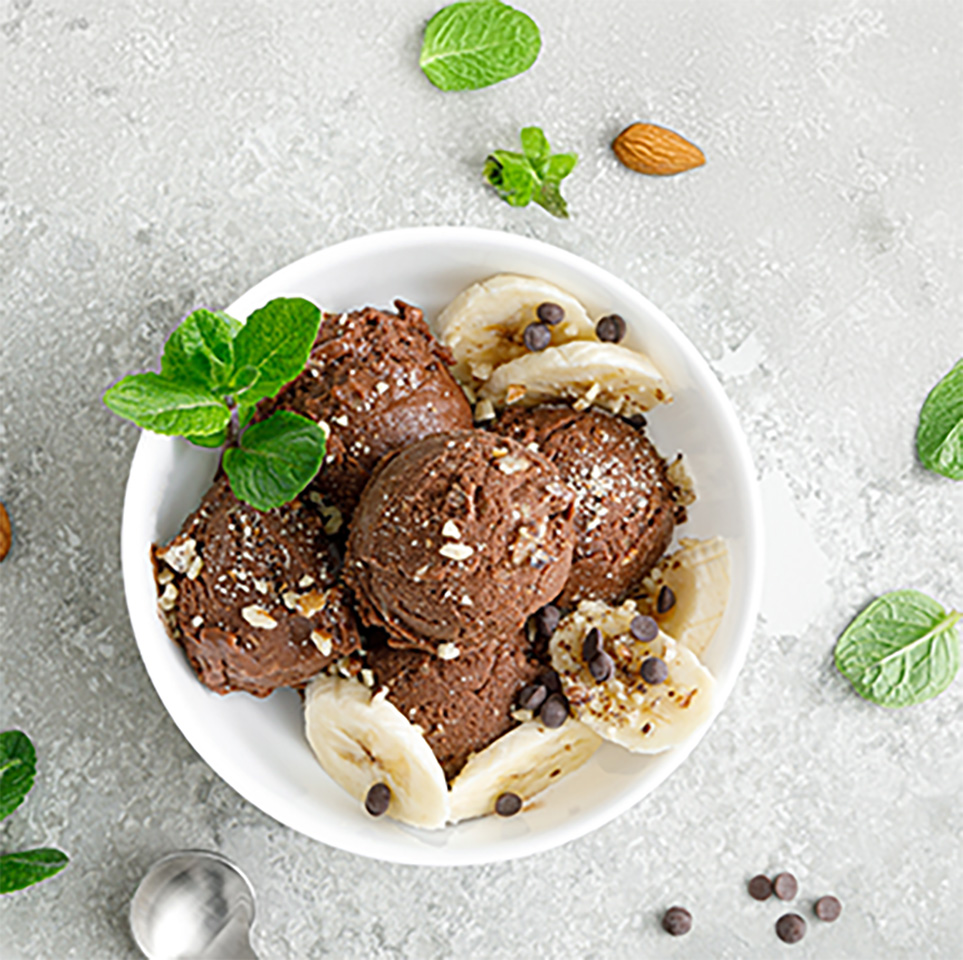Glace chocolat, banane et miel